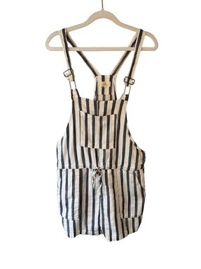Thread & Supply Short Overalls in Navy and White Size L Boho Festival Summer